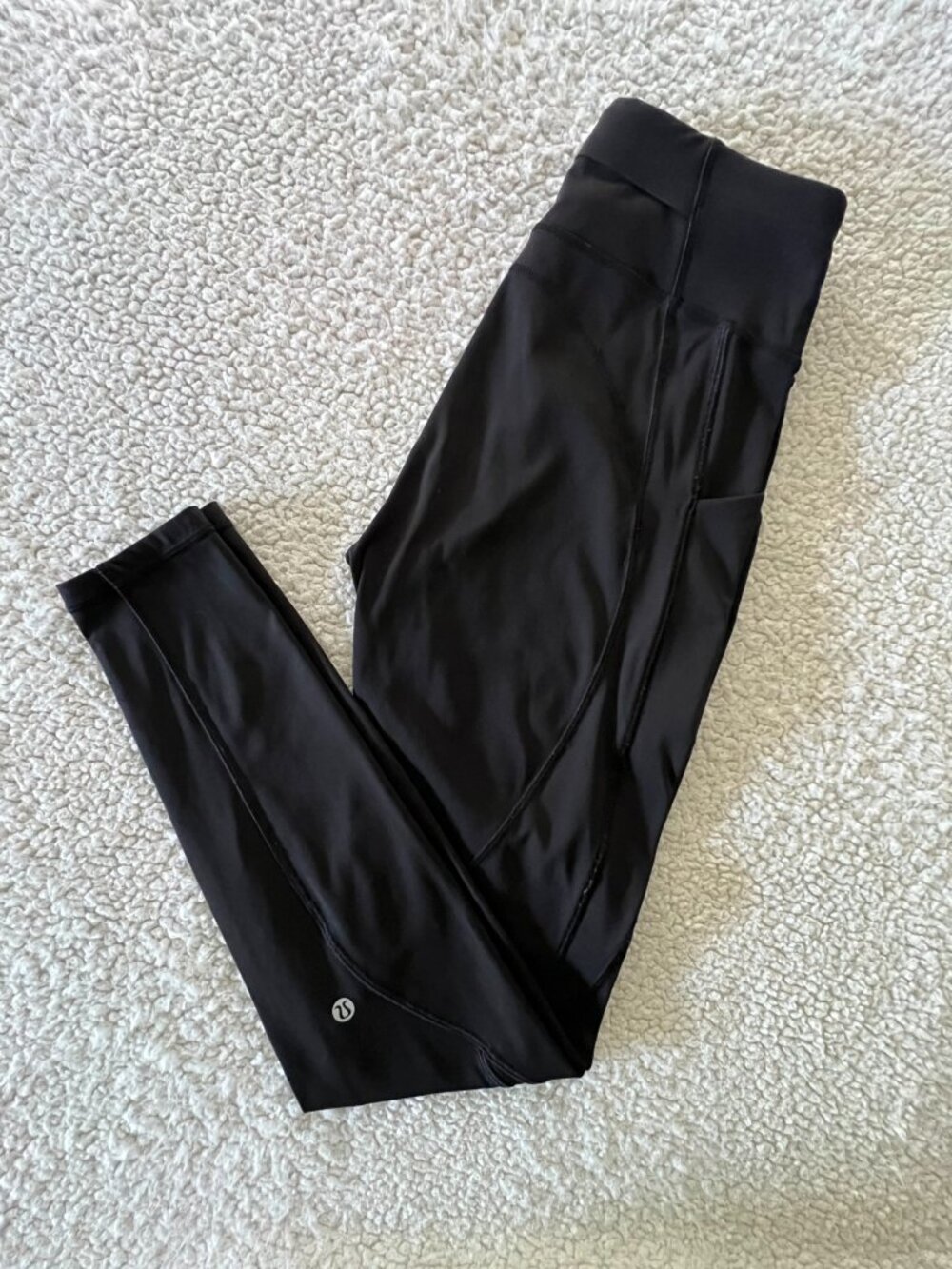 Lululemon Black High Rise Leggings Side Pocket Athletic Yoga Running Pants 28”